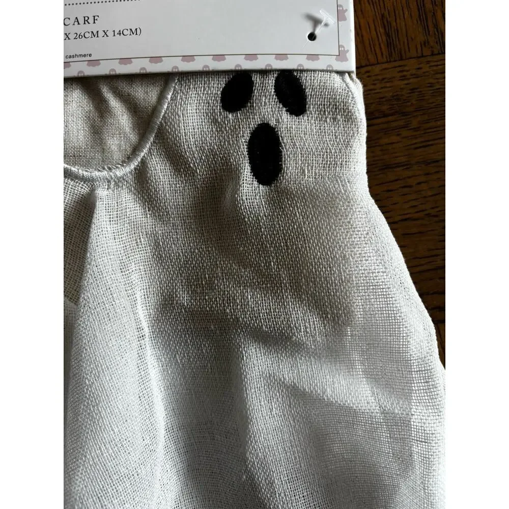 Cupcakes and Cashmere Ghost Mantle Scarf Cover Halloween Spooky Neutral Linen